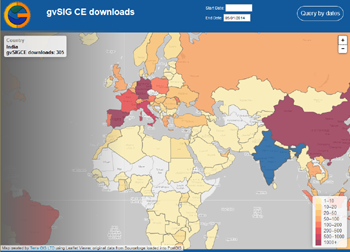 Web map of gvSIG CE downloads